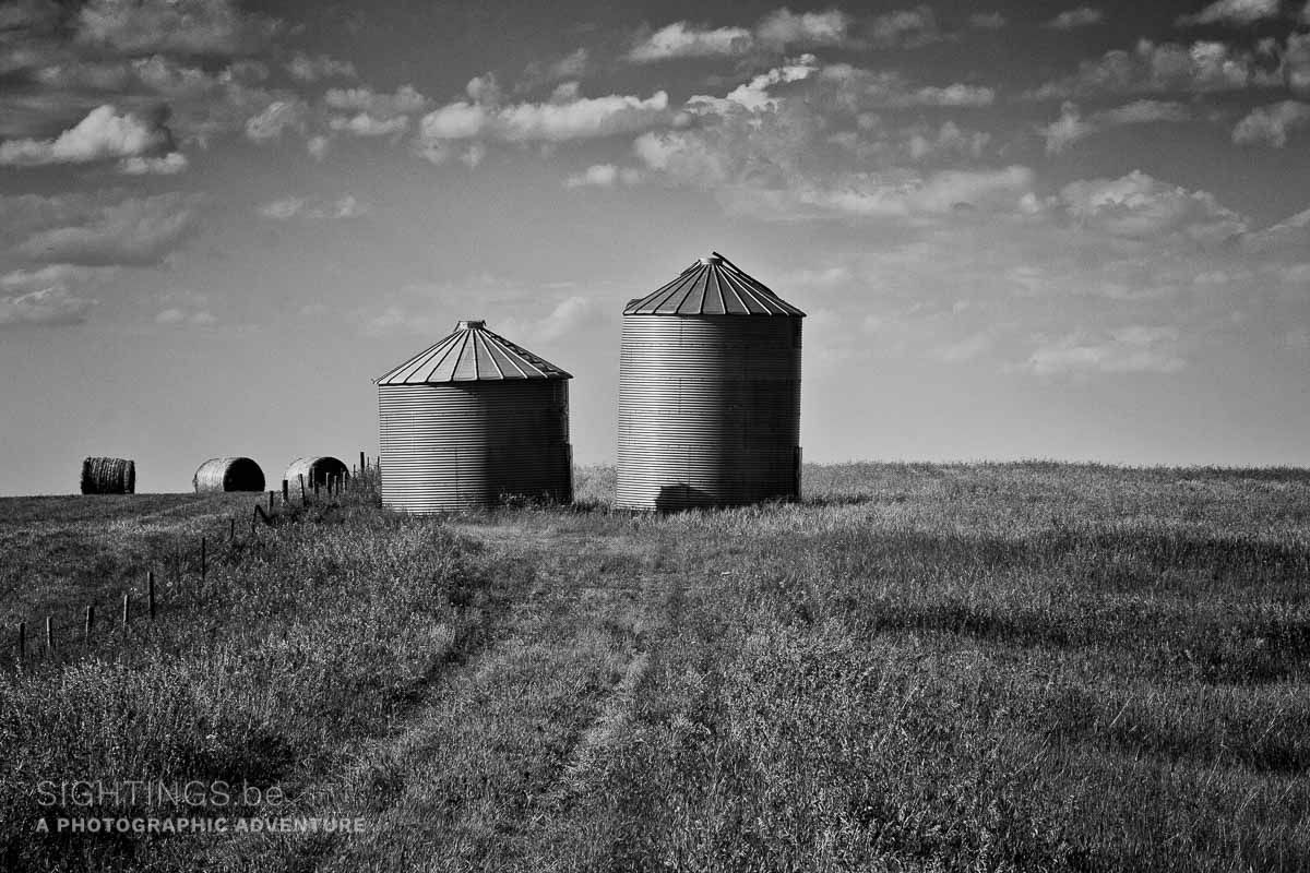Grain silos along the cowboy trail