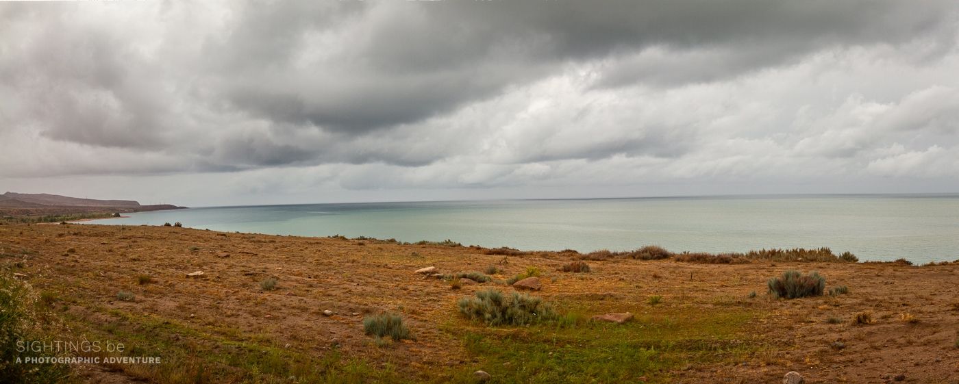Panorama of the Issyk-Kul lake (Southern shore)